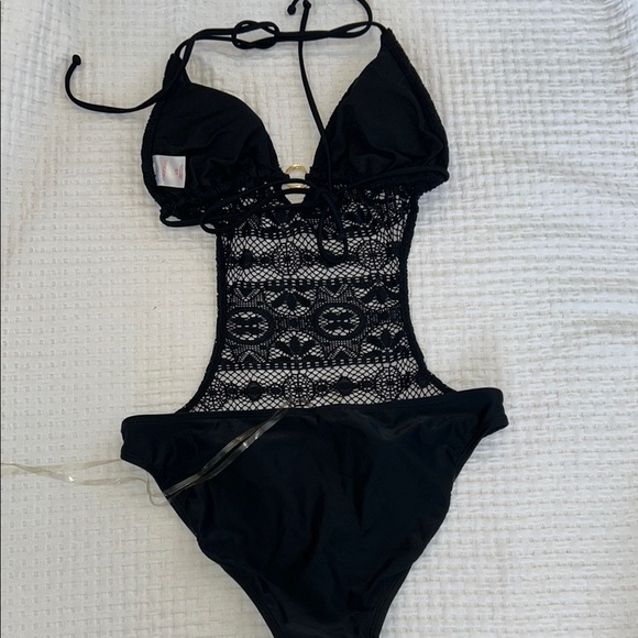 Xhilaration Black Lace One Piece Swimsuit - Picture 3 of 10